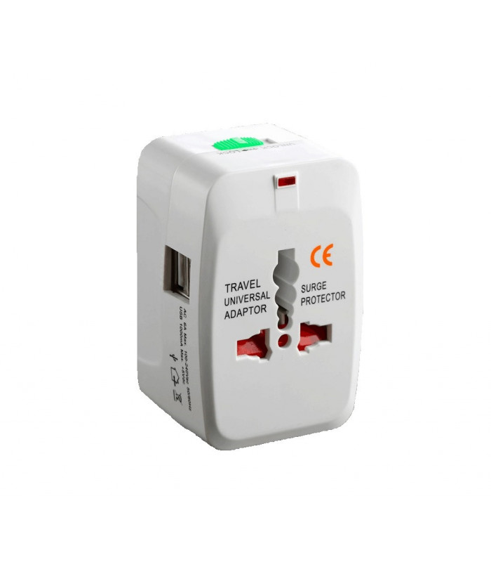 מתאם חשמל בינלאומי + שקע USB