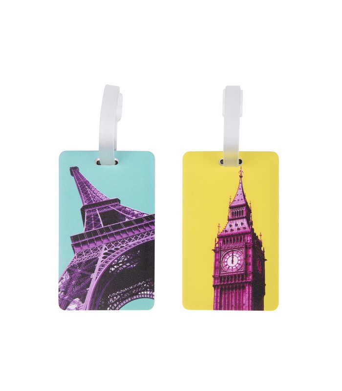זוג תגיות זיהוי למזוודה Paris & London